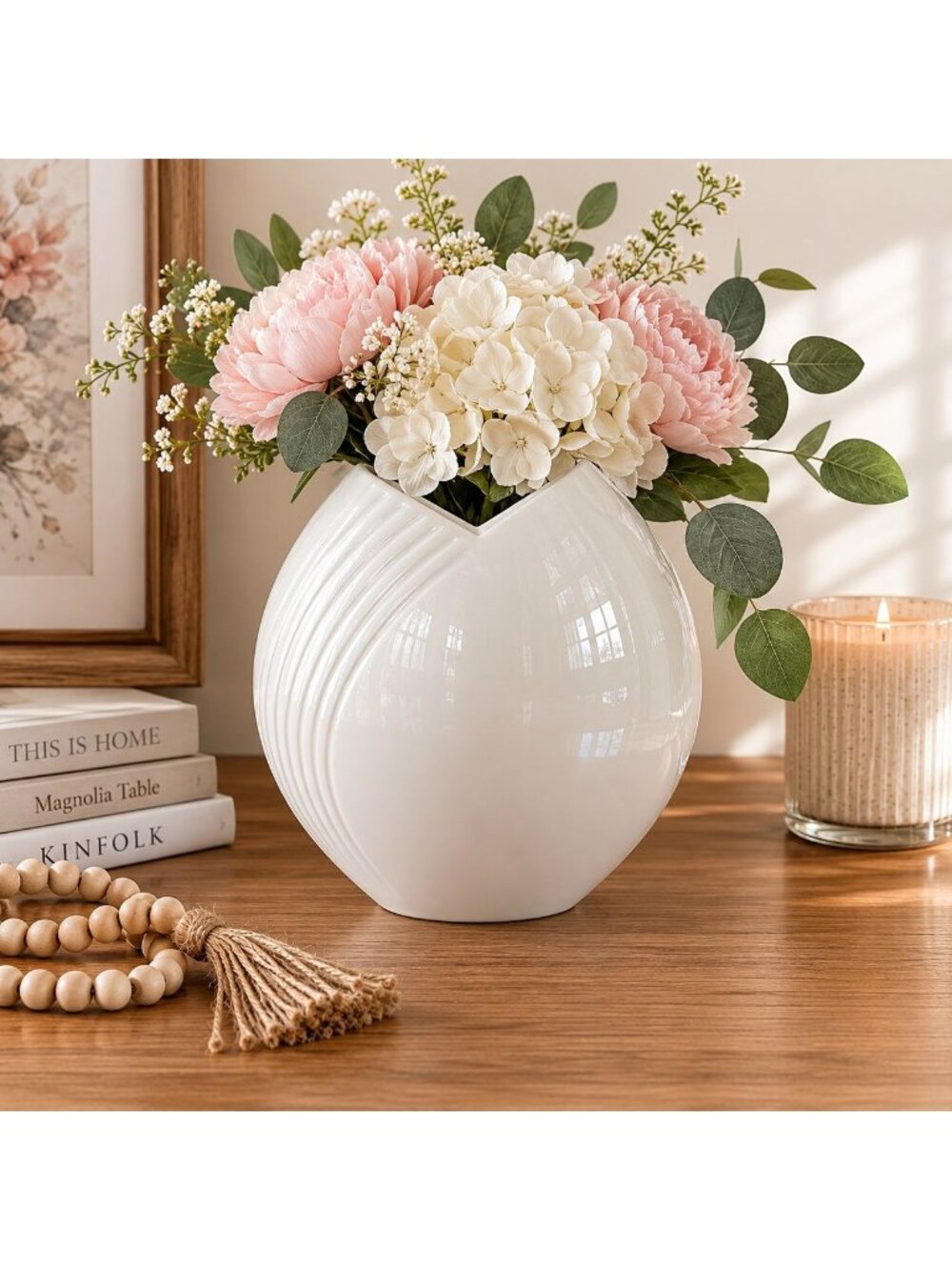 Christopher Stuart Y1510 Tempest White Bone China Vase Elegant Modern Minimalist